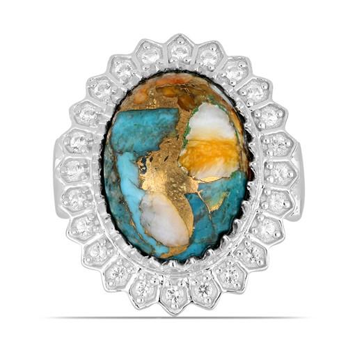 BUY STERLING SILVER NATURAL OYSTER TURQUOISE BIG STONE RING